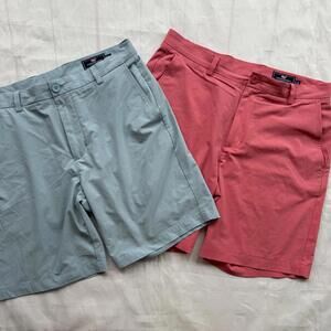 Vineyard Vines Men's Casual Shorts Blue and Pink Red Salmon 33 Golf Performance